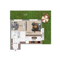 2 Camere 84 MP CU GRĂDINĂ